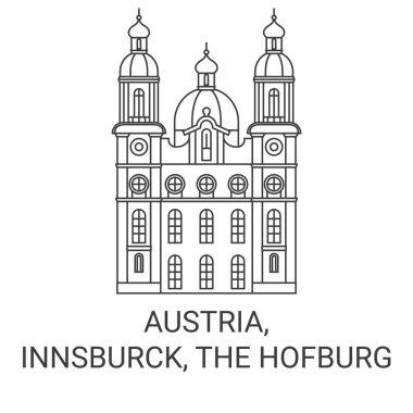Avusturya, Innsburck, Hofburg seyahat çizgisi vektör ilüstrasyonu