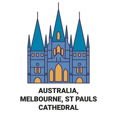Avusturalya, Melbourne, St Pauls Katedral seyahat tarihi çizgisi çizimi illüstrasyonu