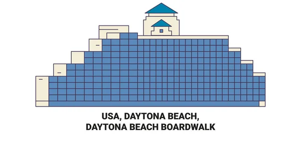 Usa Daytona Beach Daytona Beach Boardwalk Voyages Illustration Vectorielle Ligne — Image vectorielle