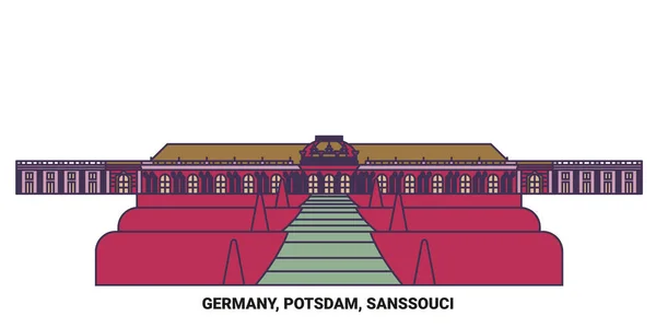 Alemanha Potsdam Sanssouci Viagem Marco Linha Vetor Ilustração — Vetor de Stock