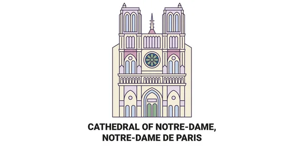 フランス Notredameの大聖堂 Notredame Paris旅行ランドマークラインベクトルイラスト — ストックベクタ
