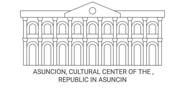 Paraguay Asuncion Kulturzentrum Der Republik Asuncin Reise Meilenstein Linienvektorillustration — Stockvektor
