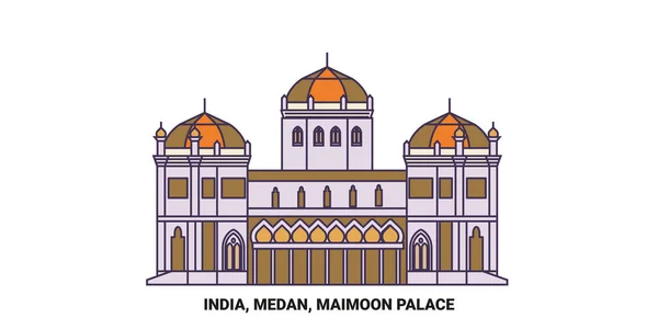 India Medan Maimoon Palace Reizen Oriëntatiepunt Lijn Vector Illustratie — Stockvector