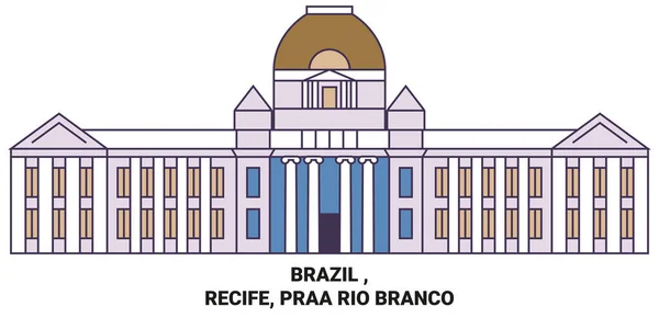 Brasile Recife Praa Rio Branco Immagini Vettoriali Riferimento Viaggio — Vettoriale Stock