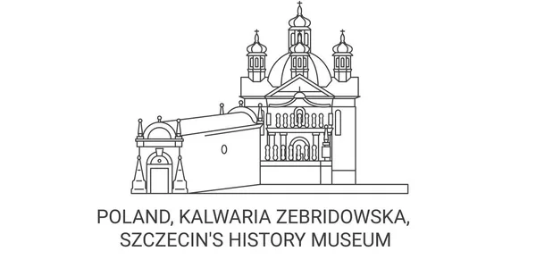 Poland Kalwaria Zebridowska Szczecins History Museum Travel Landmark Line Vector — стоковий вектор