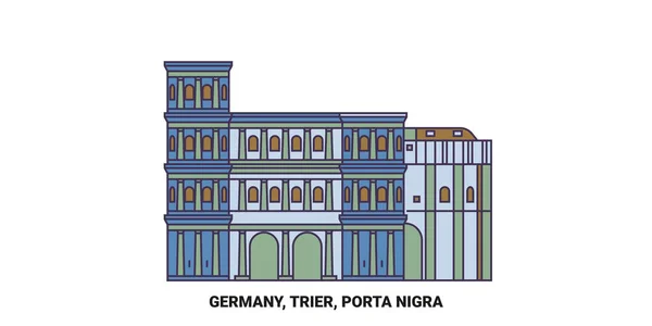 Tyskland Trier Porta Nigra Resa Landmärke Linje Vektor Illustration — Stock vektor
