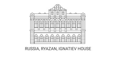 Rusya, Ryazan, Ignatiev Evi, seyahat çizgisi vektör ilüstrasyonu