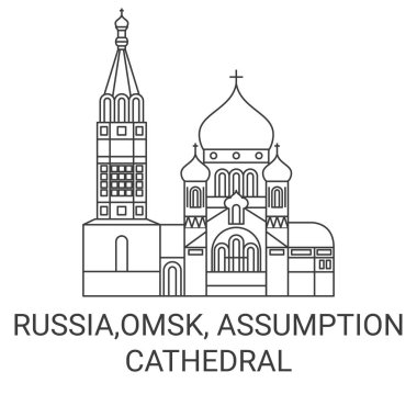 Rusya, Omsk, Varsayım, Katedral seyahat sınır çizgisi çizgisi çizimi