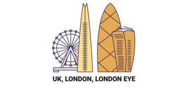 İngiltere, Londra, Londra Gözü, seyahat çizgisi vektör çizelgesi çizimi