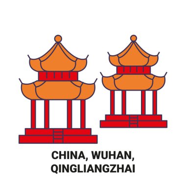 Çin, Wuhan, Qingliangzhai seyahat çizgisi vektör çizelgesi