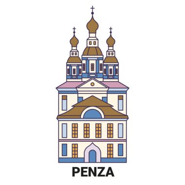 Rusya ve Penza seyahat çizgisi vektör çizimi
