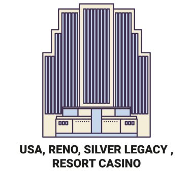 Usa, Reno, Silver Legacy, Resort Casino seyahat çizgisi vektör ilüstrasyonu