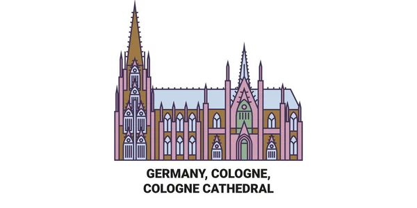 Alemania Colonia Catedral Colonia Recorrido Hito Línea Vector Ilustración — Archivo Imágenes Vectoriales