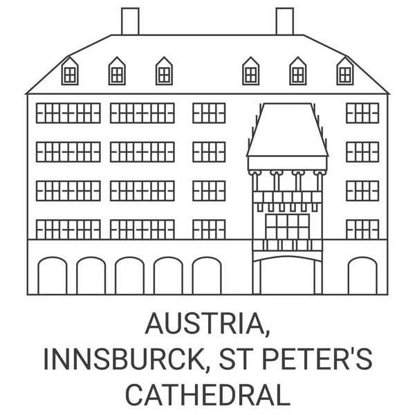 Österreich Innsburck Petersdom Reisesehenswürdigkeit Linienvektorillustration — Stockvektor