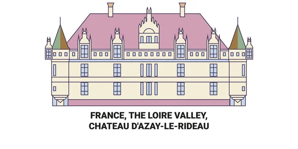 France Vallée Loire Chteau Dazaylerideau Voyages Illustration Vectorielle Ligne Historique — Image vectorielle