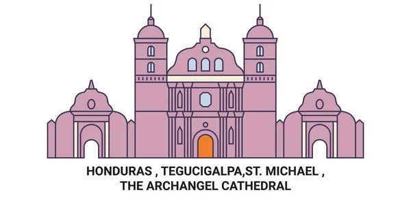 洪都拉斯 Tegucigalpa Michael 大天使座堂旅行地标线矢量图解 — 图库矢量图片