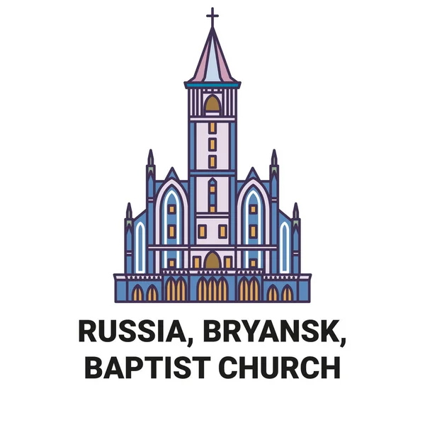 Rusia Bryansk Iglesia Bautista Viaje Hito Línea Vector Ilustración — Vector de stock