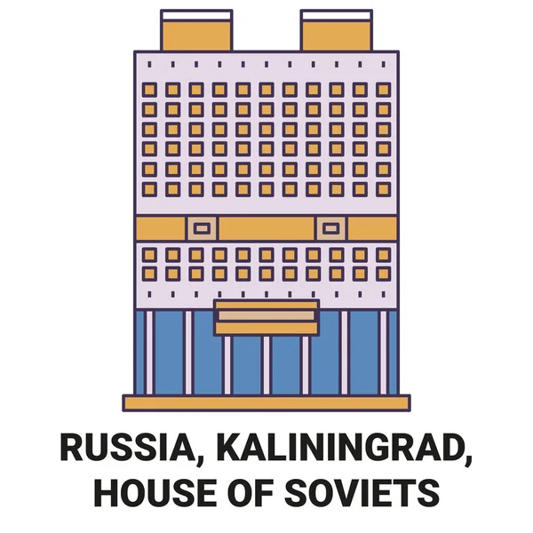 Russland Kaliningrad Haus Der Sowjets Reise Meilenstein Linienvektorillustration — Stockvektor