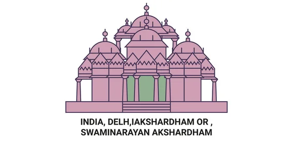 India Delh Iakshardham Swaminarayan Akshardham Viaje Hito Línea Vector Ilustración — Archivo Imágenes Vectoriales