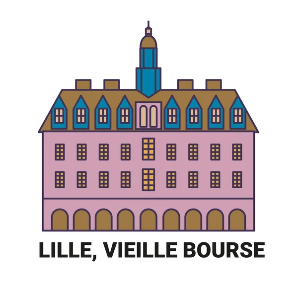 França Lille Vieille Bourse Ilustração Vetor Linha Referência Viagem —  Vetores de Stock