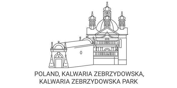 Polen Kalwaria Zebrzydowska Kalwaria Zebrzydowska Park Reise Wahrzeichen Linie Vektor — Stockvektor
