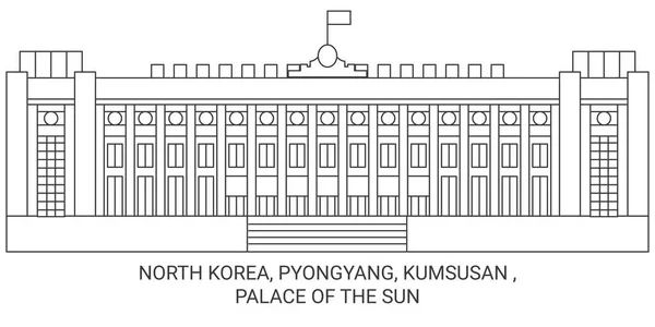 Βόρεια Κορέα Pyongyang Kumsusan Palace Sun Ταξίδια Ορόσημο Γραμμή Διανυσματική — Διανυσματικό Αρχείο