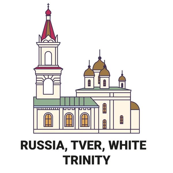Rusland Tver Wit Trinity Reizen Oriëntatiepunt Lijn Vector Illustratie — Stockvector