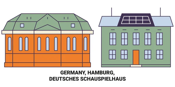 Almanya Hamburg Deutsches Schauspielhaus Seyahat Çizgisi Vektör Çizimi — Stok Vektör