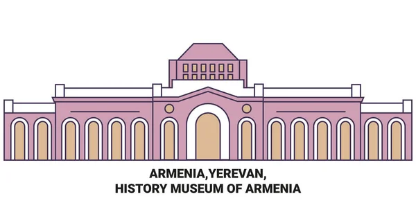 Вірменія Єреван History Museum Armenia Travel Landmark Line Illustration — стоковий вектор