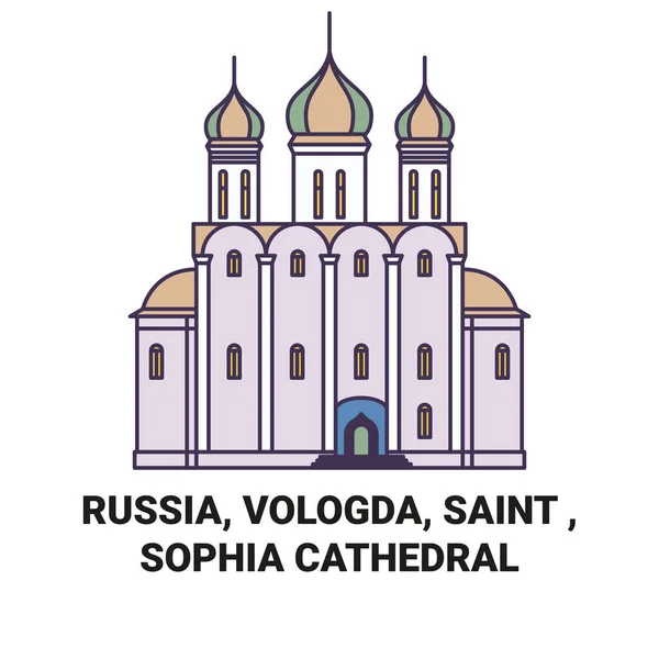 Russland Wologda Saint Sophia Kathedrale Reise Wahrzeichen Linie Vektor Illustration — Stockvektor