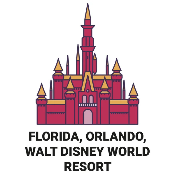 Сша Флорида Орландо Walt Disney World Resort Travel Landmark Line — стоковий вектор