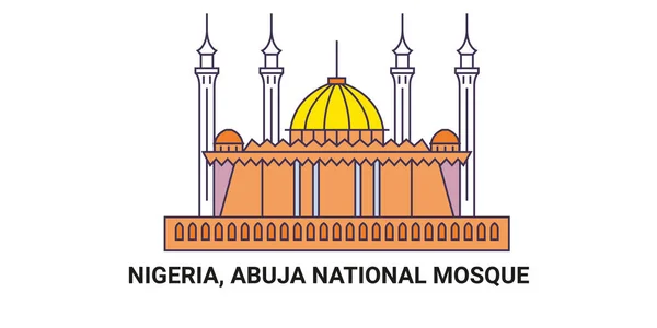 Nijerya Abuja Ulusal Camii Seyahat Çizgisi Vektör Ilüstrasyonu — Stok Vektör