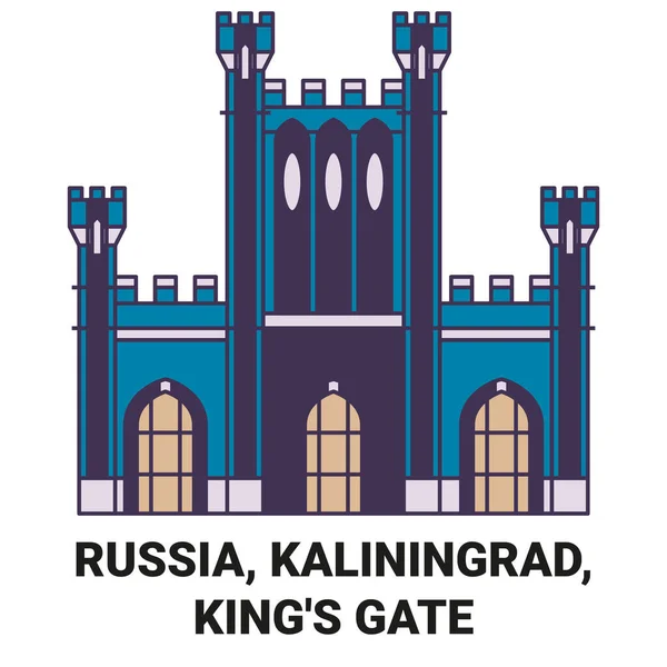 Russland Kaliningrad Kings Gate Reise Wahrzeichen Linie Vektor Illustration — Stockvektor