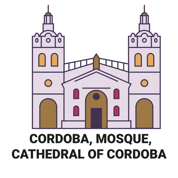 Argentina Córdoba Mezquita Catedral Córdoba Recorrido Hito Línea Vector Ilustración — Archivo Imágenes Vectoriales