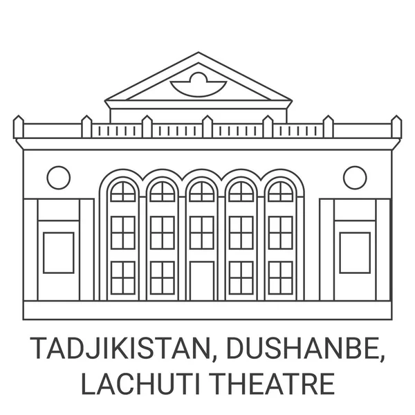 Tadjikistan Dushanbe Lachuti Teater Resor Landmärke Linje Vektor Illustration — Stock vektor