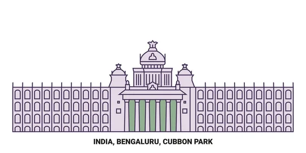 India Bengaluru Cubbon Park Reizen Oriëntatiepunt Lijn Vector Illustratie — Stockvector