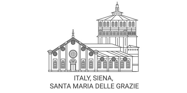 Talya Siena Santa Maria Delle Grazie Seyahat Çizgisi Çizimi — Stok Vektör
