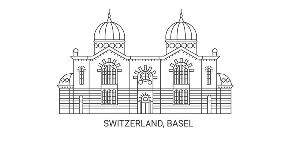 Szwajcaria Bazylea Podróż Punkt Orientacyjny Linia Wektor Ilustracja — Wektor stockowy