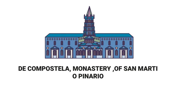 Chili Compostela Monastère San Martio Pinario Voyage Illustration Vectorielle Ligne — Image vectorielle