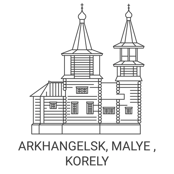 Russia Arkhangelsk Malye Korean Travels Landmark Line Brief — стоковий вектор