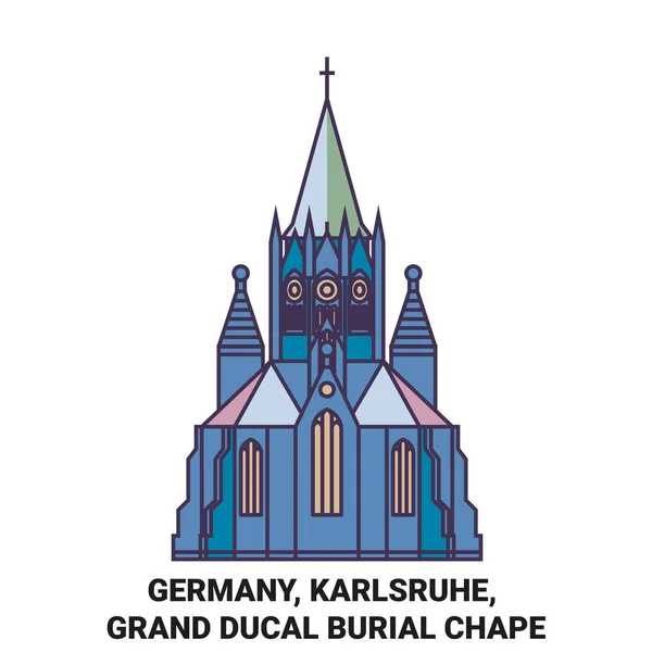 Alemania Karlsruhe Grand Ducal Entierro Chape Recorrido Hito Línea Vector — Archivo Imágenes Vectoriales