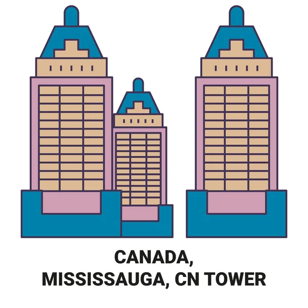 Kanada Mississauga Tower Seyahat Çizgisi Çizelgesi Çizimi — Stok Vektör
