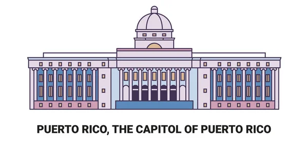 Пуэрто Рико Капитолий Пуэрто Рико Векторная Линия Путешествия — стоковый вектор