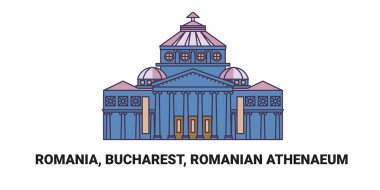 Romanya, Bükreş, Romanya Atinası, tarihi eser çizgisi illüstrasyonu