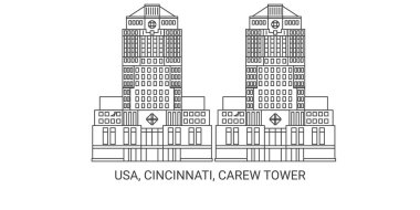 Usa, Cincinnati, Carew Kulesi, seyahat çizgisi çizelgesi çizimi