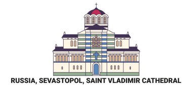 Rusya, Sivastopol, Aziz Vladimir Katedrali, seyahat çizgisi çizelgesi çizimi