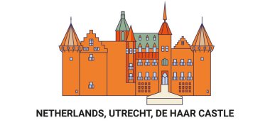 Hollanda, Utrecht, De Haar Kalesi, seyahat çizgisi çizelgesi çizimi
