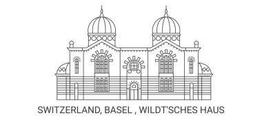 İsviçre, Basel, Wildtsches Haus, seyahat çizgisi çizelgesi çizimi