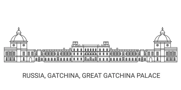 Russland Gatchina Great Gatchina Palace Reise Meilenstein Linienvektorillustration — Stockvektor