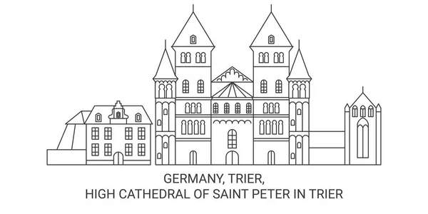 Germany Trier High Cathedral Saint Peter Trier Travel Landmark Line — 스톡 벡터